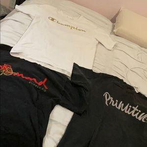 tee shirts. primitive,diamond, and champion